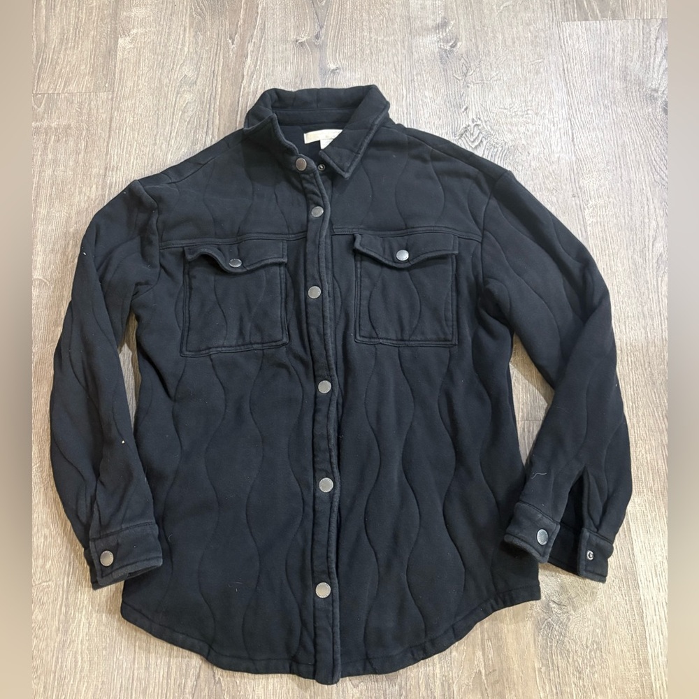 Spiritual Gangster Black Quilted Shirt Jacket